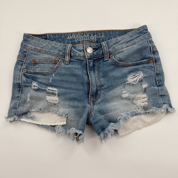 American Eagle Outfitters Hi-Rise Festival Distressed Denim Shorts – Size 4 - Picture 11 of 11